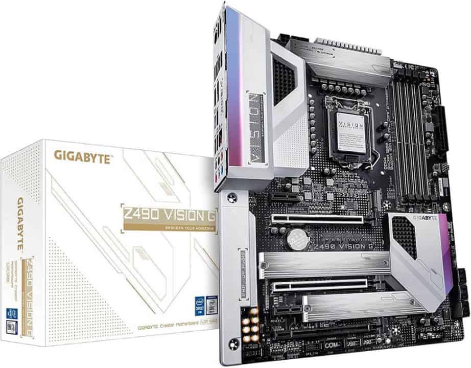 GIGABYTE Z490 Vision G – Best budget motherboard for Intel Core i5-10600K (i5 10th Gen)
